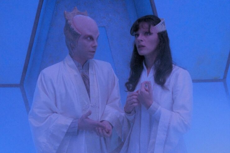 Lennier and Delenn enter "The Dreaming" in Babylon 5: "Atonement"
