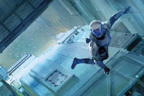 detail from the cover of The Murderbot Diaries vol. 2 omnibus