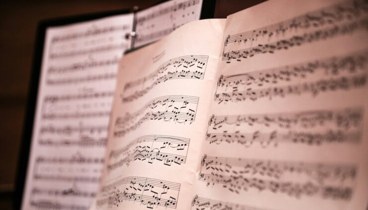Close-up photo of sheet music in shallow focus
