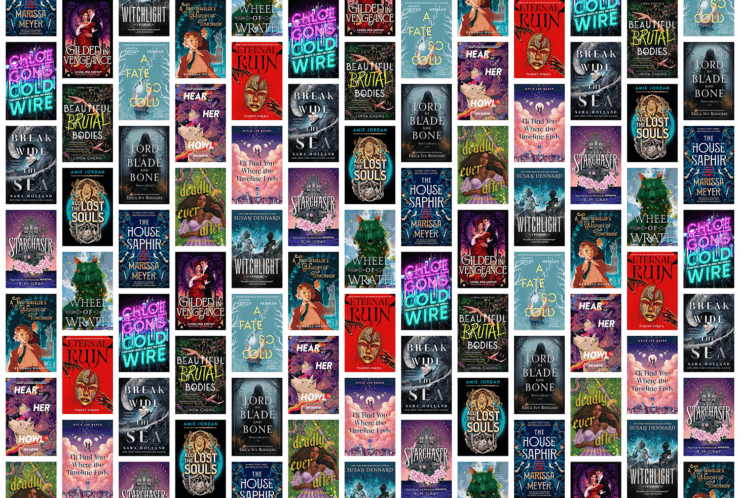 Collection of 16 book covers for November 2025's new young adult SFF titles.